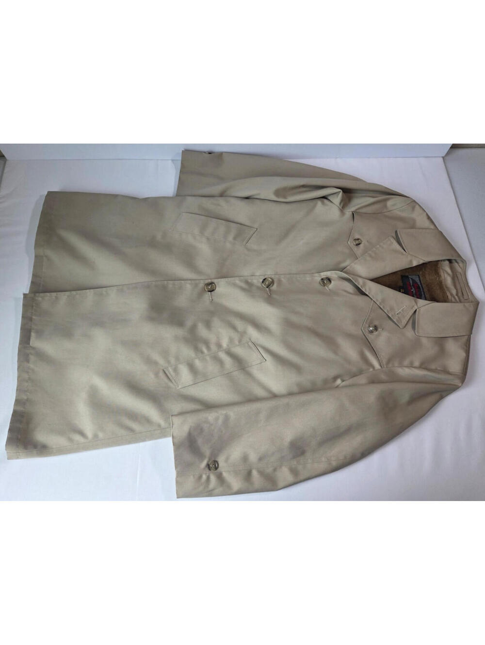 Vintage Botany Weathertopper Coat 38 Reg Beige Fur Lined Trench Jacket